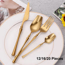 Axyaa Gold Stainless Steel Cutlery Set - Elegant Black Dinnerware Flatware