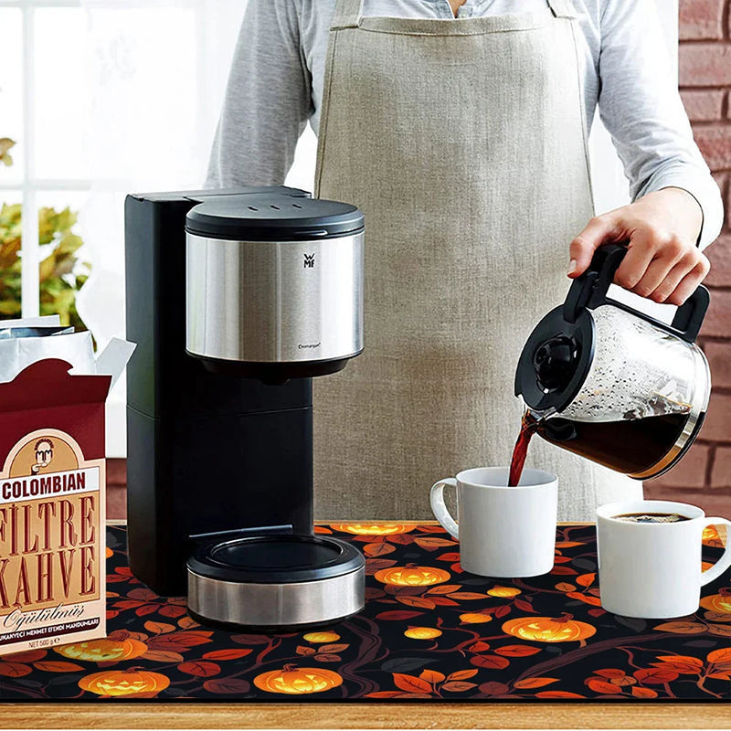 Axyaa Halloween Maple Absorbent Draining Mat for Kitchen and Bathroom