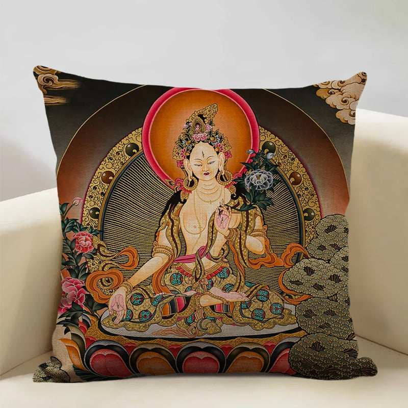 Axyaa Buddhist Portrait Art Pillowcase Home Decor Cushion Cover 45x45cm