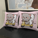 Axyaa Peach Cat Soft Cushion Cover 45x45 for Bed Sofa Home Decor