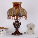 Axya Nordic Brown LED Table Lamp with Fabric Shade for Modern Home Decor
