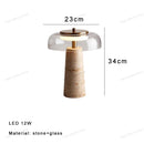 Axyaa Stone Table Lamp with Clear Glass Lampshade and LED Mood Lights