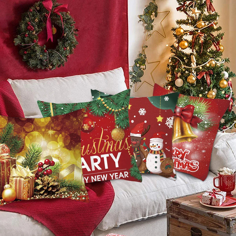 Axyaa Christmas Cushion Cover 2022: Merry Decorations, Navidad, Noel, Xmas Gifts, Happy New Year 2023
