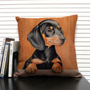 Axyaa Bulldog Dachshund Cushion Cover 45x45cm Square Linen Pillowcase