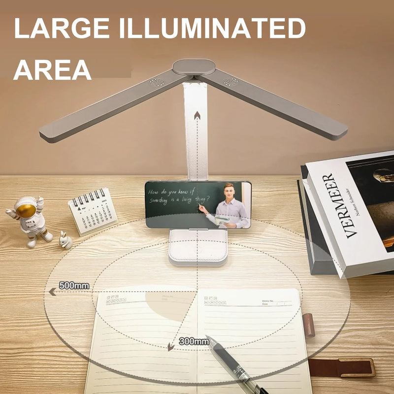 Axya LED Desk Lamp: Rechargeable, Dimmable, Touch Control, Foldable, Eye Protection