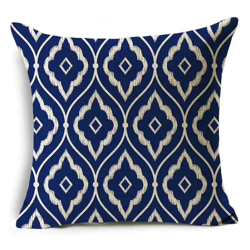Axyaa Blue & White Porcelain Pattern Pillowcase - Sofa Decor 40cm/45cm/50cm