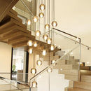 Axyaa Crystal Stair Chandelier: Modern LED Ceiling Lamp for Living Room