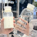 Axyaa Large Glass Water Bottle with Straw, 2 Lids, Clear, Leakproof, Kawaii Eco-Friendly Design