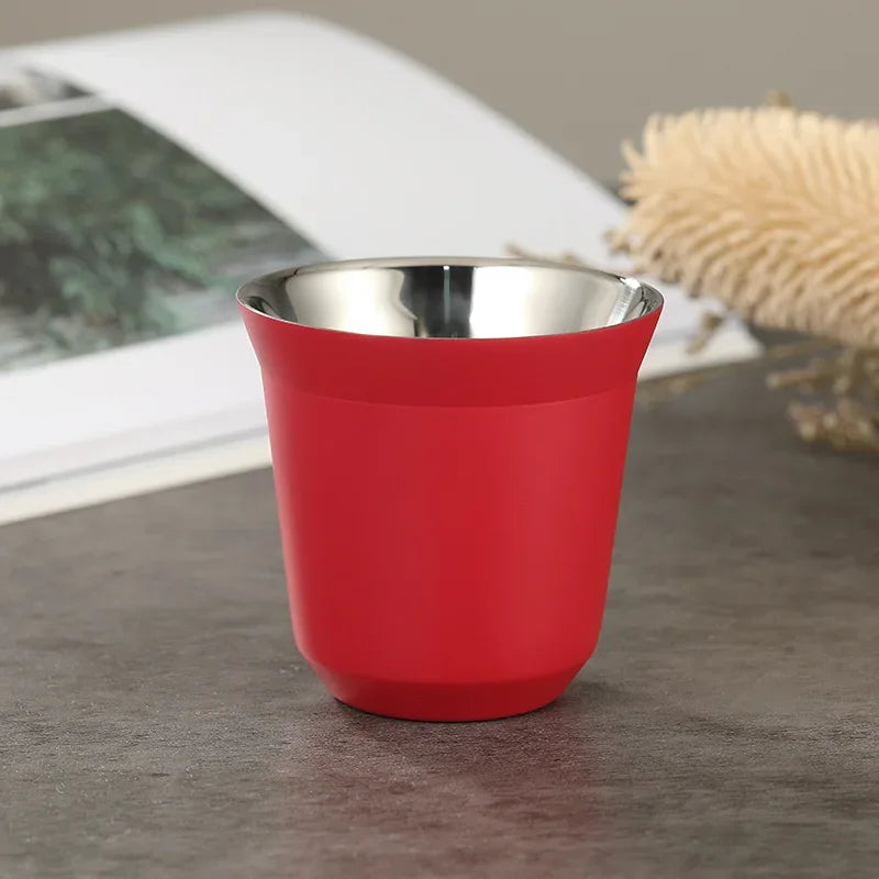 Axyaa 80ml Stainless Steel Double Wall Coffee Cup Set - Portable High Quality Insulated Drinkware