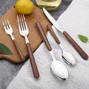 Axyaa Wood Grain Stainless Steel Silverware Set for 8 - 40 Piece Cutlery Utensils