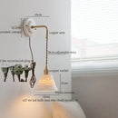 Axyaa Vintage LED Wall Lamp with Adjustable Copper Arm 70CM - White Ceramic