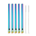 Axyaa 304 Stainless Steel Reusable 5Pcs Bubble Tea Straw Set with Brush and Spoon