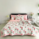 Axyaa Feather Blanket: Plaid Washed Cotton Lightweight Quilt for Comfortable Summer Sleep