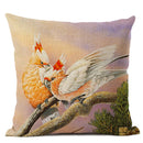 Axyaa Elegant Floral Bird Pattern Linen Cushion Cover 45x45cm for Living Room Sofa