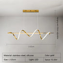 Axyaa Gold Wave LED Pendant Lights: Modern Luxury Chandelier for Dining Kitchen Bar