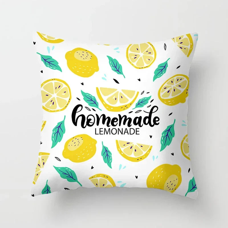 Lemon Pattern Summer Cushion Cover Throw Pillow for Sofa Decoration by Axyaa