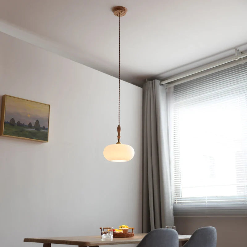 Axyaa White Glass LED Pendant Lights - Modern Nordic Decor Hanging Lamp