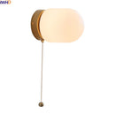 Nordic Glass LED Wall Sconce by Axyaa w/Switch - White Bedside Lamp
