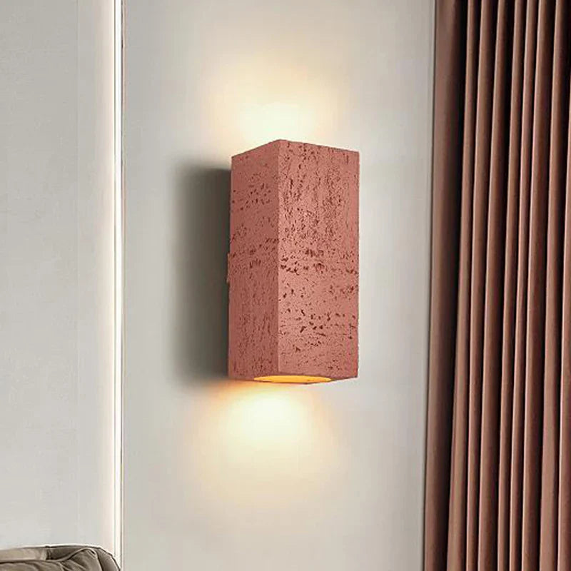 Axyaa Wabi-sabi Cement Wall Lamp Square Nordic Retro Sconce Light for Foyer Bedroom