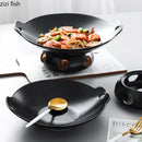 Axya Ceramic Dinner Plates Hot Pot Stove Set - Creative, Irregular Design Solid Color Tableware.