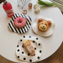 Axya Nordic Ceramic Breakfast Plate, Underglaze Striped Dessert Tray for Home Decor