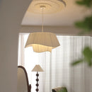 Axyaa Double Shade White Beige Silk Chandelier for Dining Bedroom
