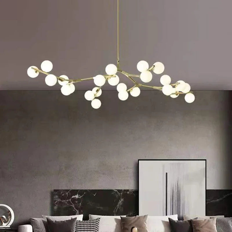 Axyaa Black Gold LED Chandelier with Glass Balls for Living Room Kitchen Bedroom