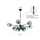 Axya Black Glass Ball Chandelier for Home Dining Room, Bedroom, Restaurant, and Bar