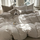 Axyaa Cotton Stripe Bedding Set Ultra Soft Duvet Cover Sheet Pillowcase Set