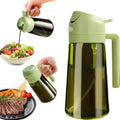 Axyaa Dark Green Glass Oil Sprayer 2-in-1 Olive Oil Dispenser Bottle