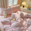 Axyaa Lattice Duvet Cover Set with Sheet & Pillowcases, Twin-Queen Size