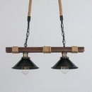 Axyaa Solid Wood Chandelier: Vintage Industrial Hemp Rope Lighting