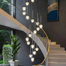 Axyaa Crystal Stair Chandelier Ceiling Lamp LED Chandeliers for Living Room