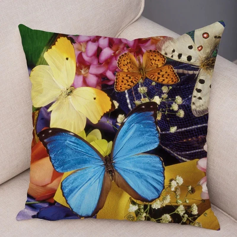 Axyaa Butterfly Flower Pillow Cover 45*45cm for Home Sofa Decor