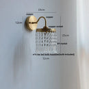Axyaa Crystal LED Wall Sconce: Modern Nordic Pull Chain Brass Bathroom Light