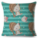 Axyaa Cat Cushion Cover: Decorative Linen Pillow for Home, Sofa, Children's Room