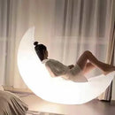 Axyaa Luminous Moon Lounge Chair & Floor Lamp Set for Outdoor Terrace & Courtyard