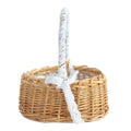 Axyaa Willow Rattan Wedding Basket Half Moon Storage Handle Flower Girls Picnic Container