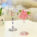 Axyaa Large Crystal Glass Hand-Painted Floral Goblet Red Wine Glass - Chinese Antique Style