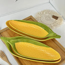 Axyaa Hand-Painted Corn Ceramic Relief Plates Set of 2