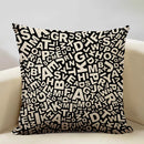 Axyaa Black White Yellow English Letter Design Linen Pillowcase 45x45cm