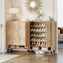 Axyaa 6-Tier Wooden Shoe Cabinet with Doors, Adjustable Shelves Organizer