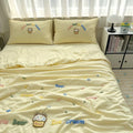 Axyaa Cartoon Embroidered Duvet Set: Breathable & Thin for Summer Comfort