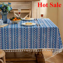 Axyaa Floral Tassel Edge Tablecloth Rectangle Cover - Pastoral Style