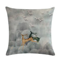 Axyaa Nordic Moose Art Linen Cushion Cover for Home Decor