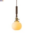 Axyaa Modern Ceramic Walnut Copper LED Pendant Light Chandelier