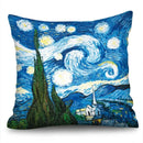 Axyaa Sunflower Starry Sky Oil Painting Polyester Cushion Cover Home Decor Pillowcase