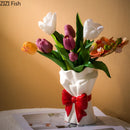 Axyaa Bowknot Bouquet Ceramic Vase: Table Decoration Flowers Arrangement & Room Aesthetic Decor