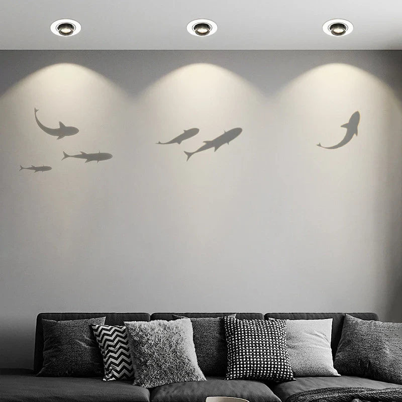 Nordic Fish Projection Ceiling Lights by Axya: Modern LED Fixtures for Living Room and Corridor