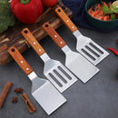 Axyaa Stainless Steel Wooden Handle Teppanyaki Frying Spatula Turners Kitchen Utensils